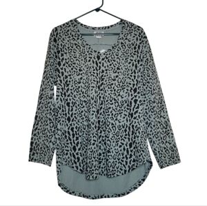 SALE NWT Wild Palms Leopard Animal Print High Low Hem Cotton Jersey Tunic Top M